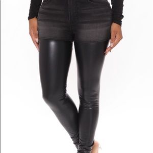 Black leather jeans